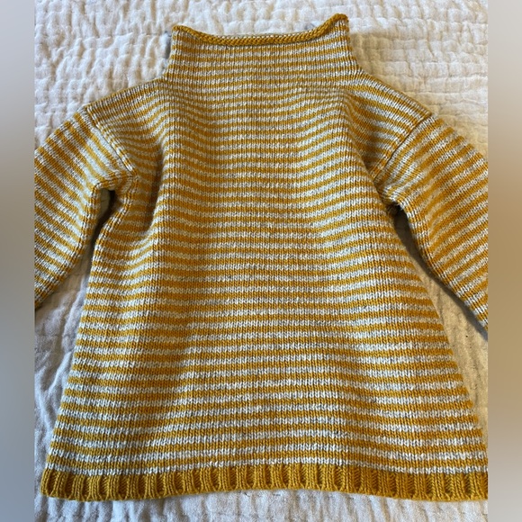 BABAA Jumper No6 In Ochre Striped Wool Sweater Mock Neck Iconic No 6 One Size - Picture 8 of 16